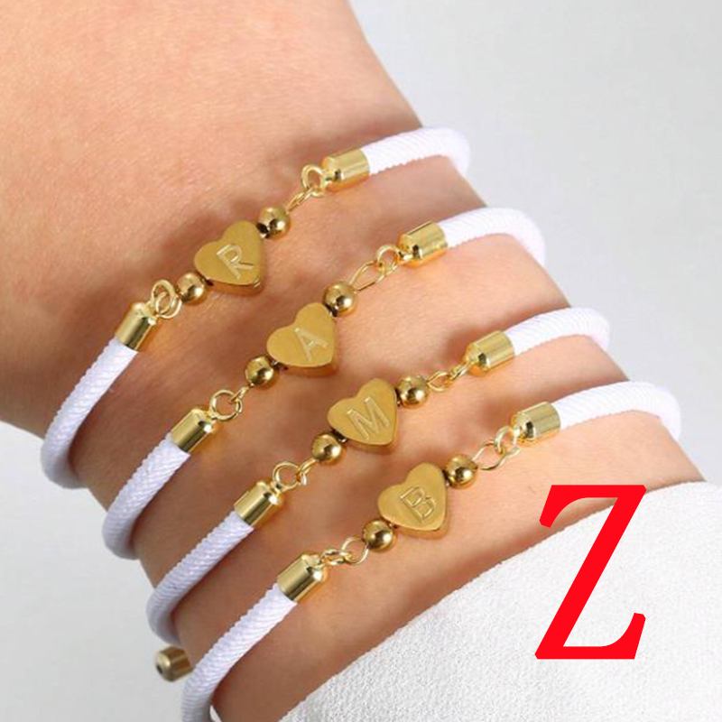 Fashion Z White Titanium Steel 26 Letter Love Cord Braided Bracelet