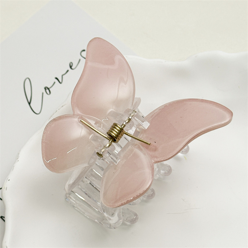 Fashion Translucent Pink Butterfly Resin Butterfly Gripper