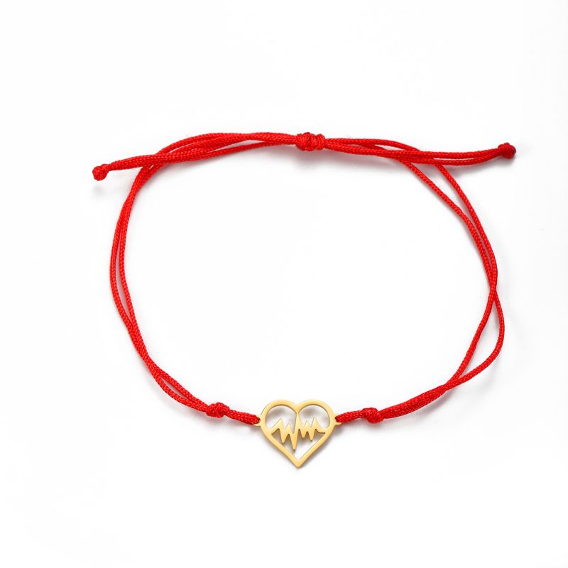 Fashion Gold Titanium Steel Heart-shaped Ekg Bracelet