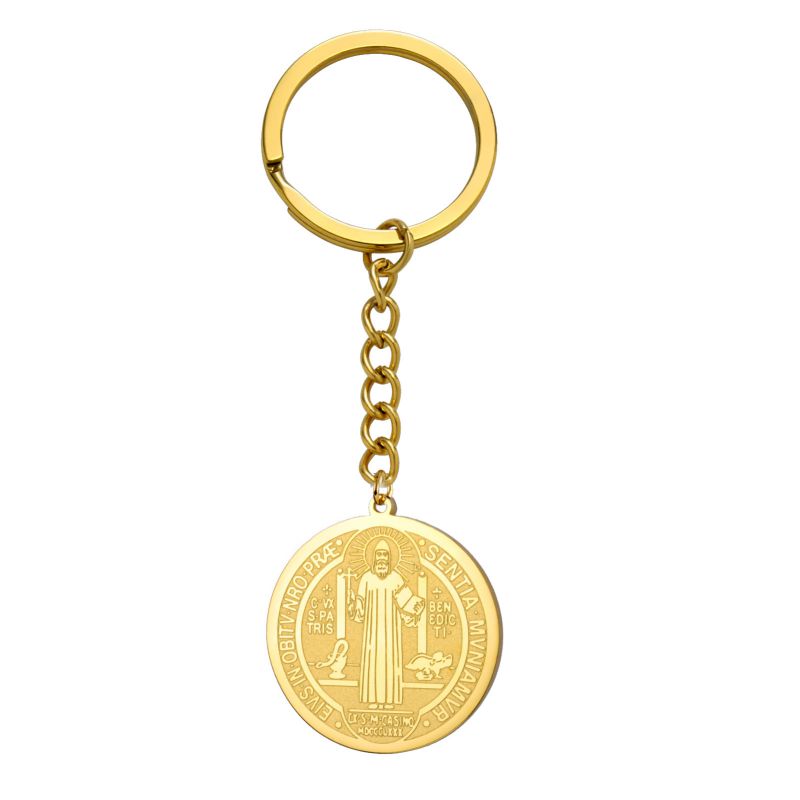 Fashion Gold Titanium Steel Round Key Chain