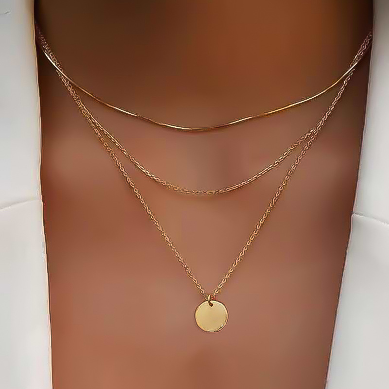 Fashion Gold Alloy Disc Multi-layer Necklace