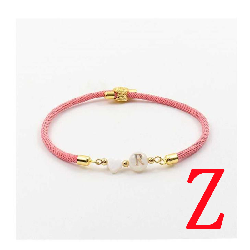 Fashion Z Pink Titanium Steel 26 Letter Love Cord Braided Bracelet