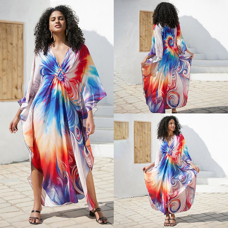 Fashion 5 Swirl Colorful Cotton Printed Blouse Dress