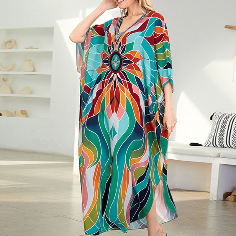 Fashion Color Cotton Printed Blouse Dress