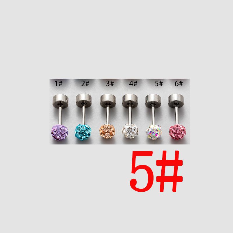 Fashion 4mm Drill Ball 5# (single) Metal Diamond Ball Screw Earrings