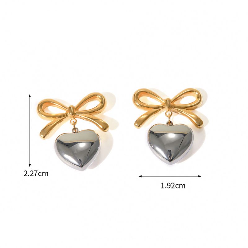 Fashion 2# Stainless Steel Love Bow Earrings