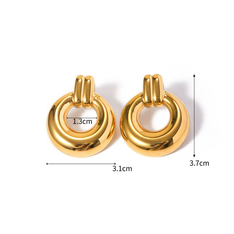 Fashion Gold Stainless Steel Hoop Earrings