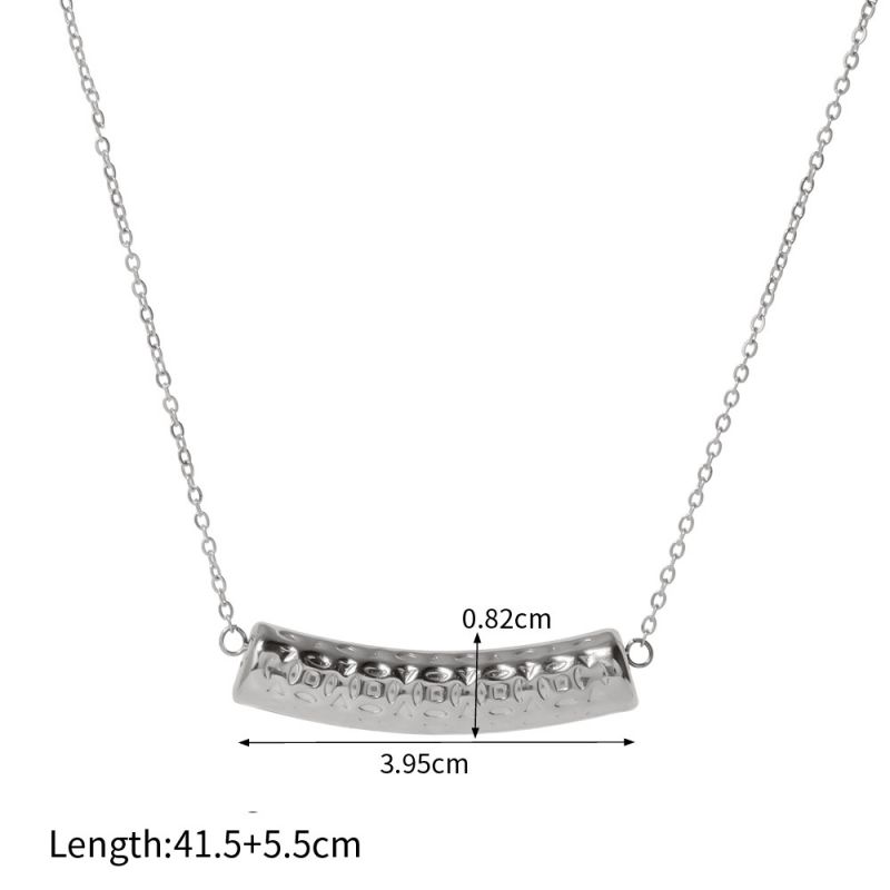 Fashion Silver Stainless Steel Texture Empty Tube Necklace