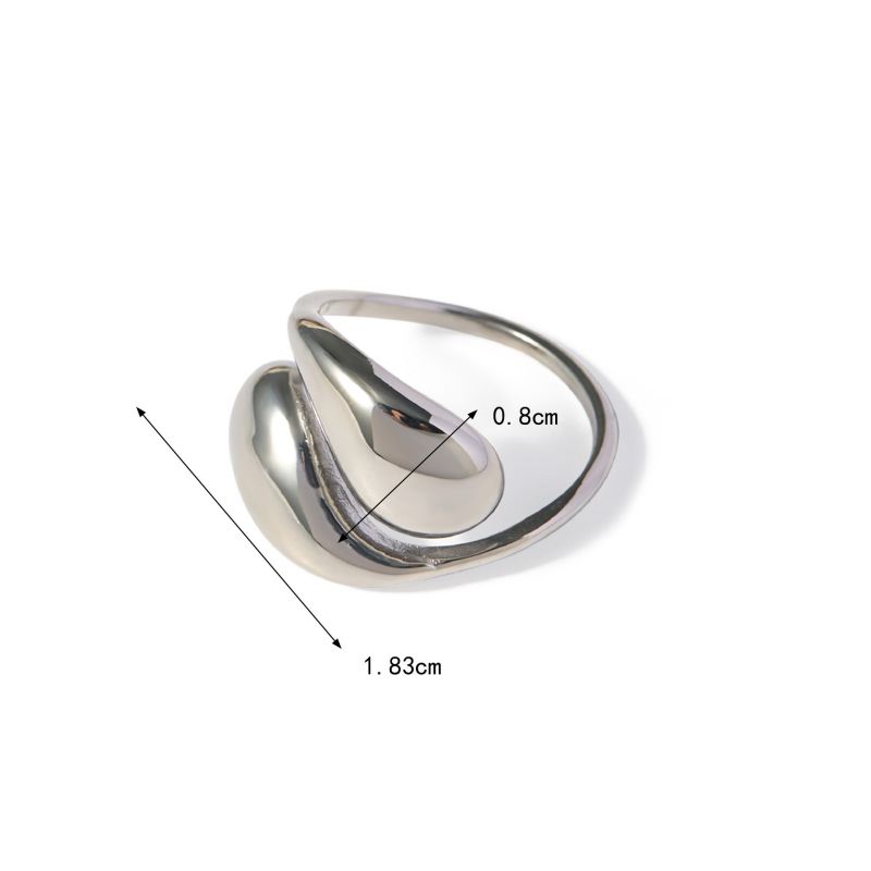 Fashion Silver Stainless Steel Drop Shape Interlaced Open Ring