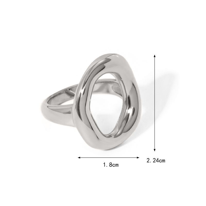 Fashion Silver Stainless Steel Oval Hollow Ring