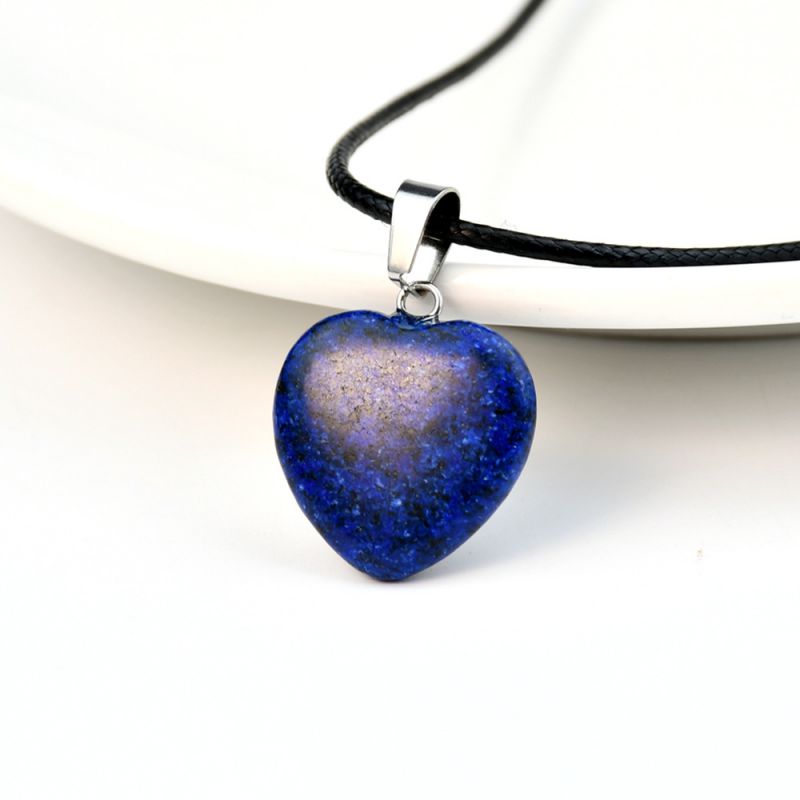 Fashion Y08 Lapis Lazuli Geometric Love Leather Cord Necklace