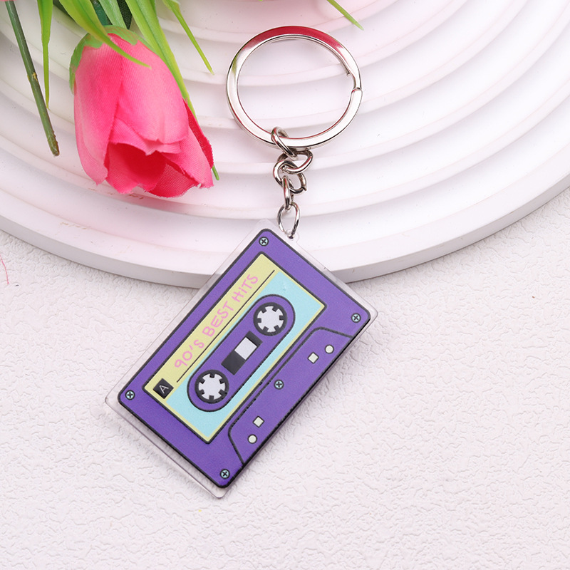 Fashion Purple-keychain Acrylic Printed Tape Keychain