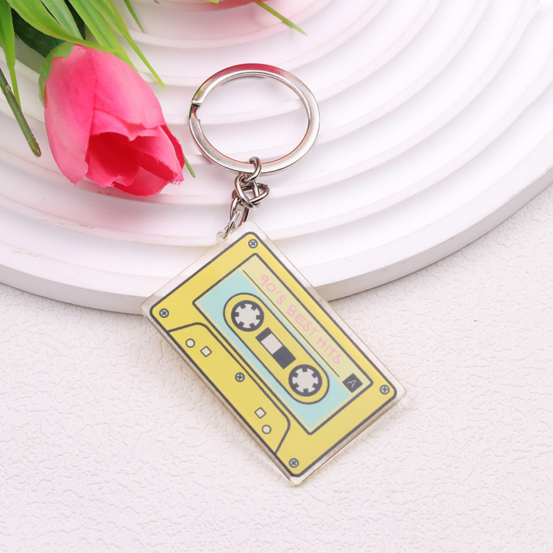 Fashion Yellow-keychain Acrylic Printed Tape Keychain
