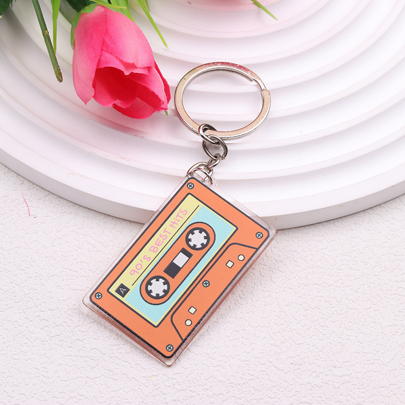 Fashion Orange-keychain Acrylic Printed Tape Keychain