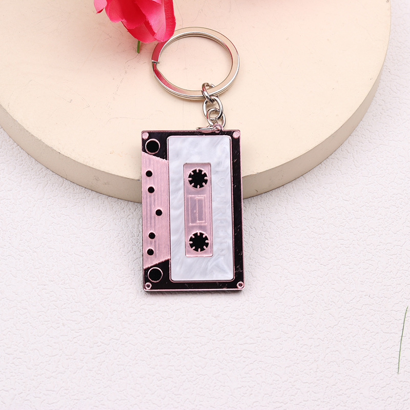 Fashion Pink-keychain Acrylic Printed Tape Keychain