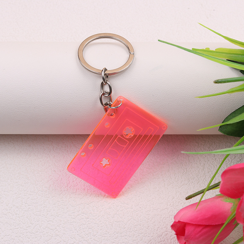 Fashion Pink-keychain Acrylic Rectangular Keychain