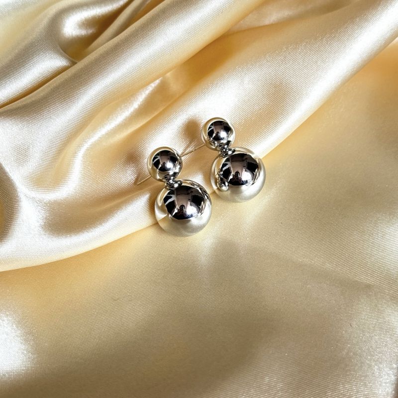 Fashion Silver Gold-plated Copper Ball Stud Earrings