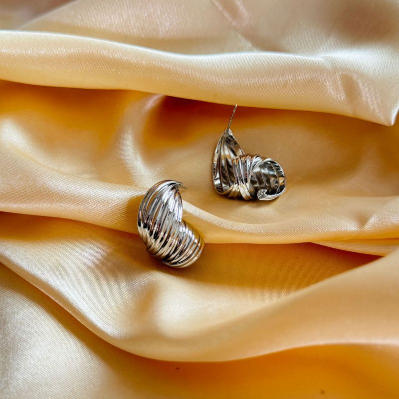 Fashion Silver Gold Plated Copper Irregular Twist Earrings