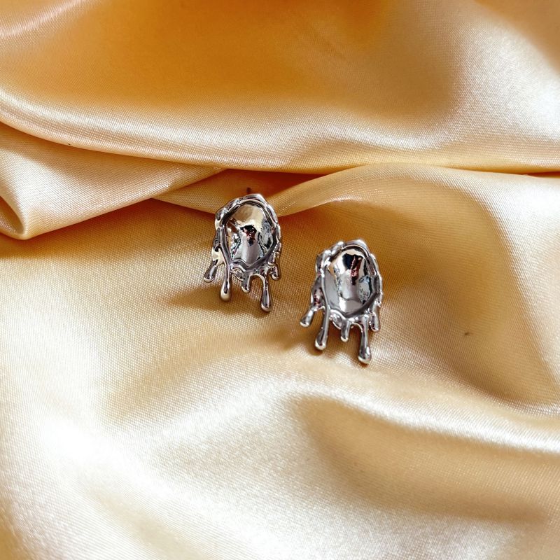 Fashion Silver Gold-plated Copper Irregular Stud Earrings