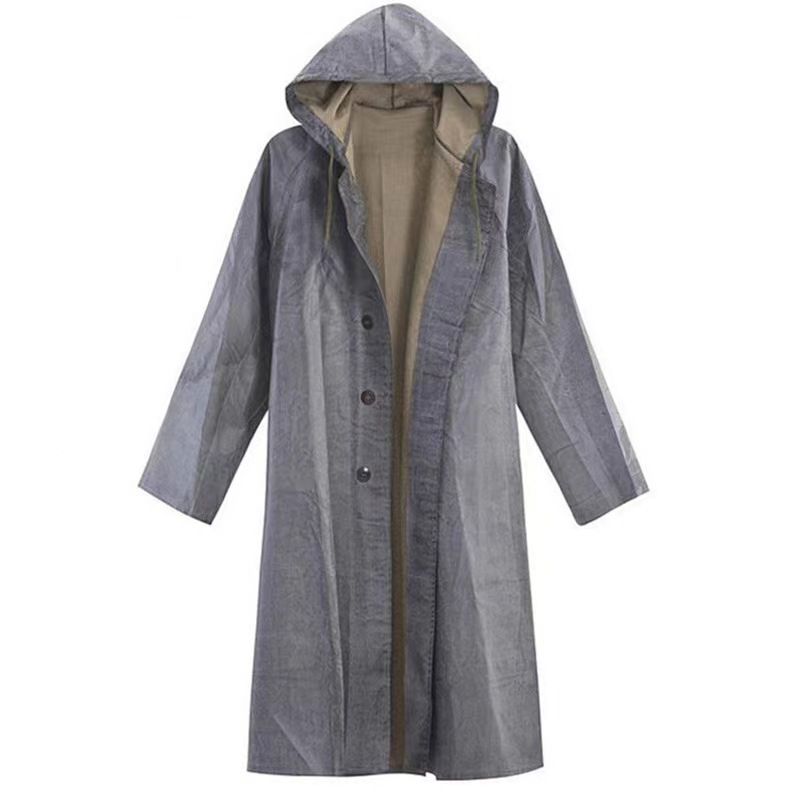 Fashion Gray Canvas Raincoat Oxford Cloth Adult Thickened All-in-one Raincoat
