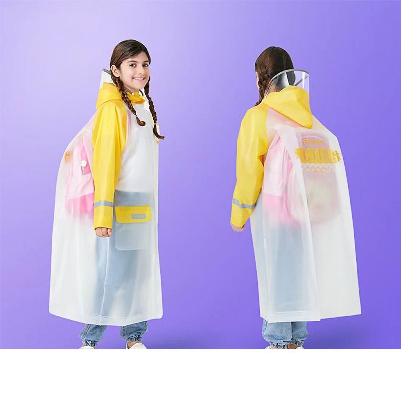 Fashion Lemon Yellow-letter Eva Hooded Children's Raincoat