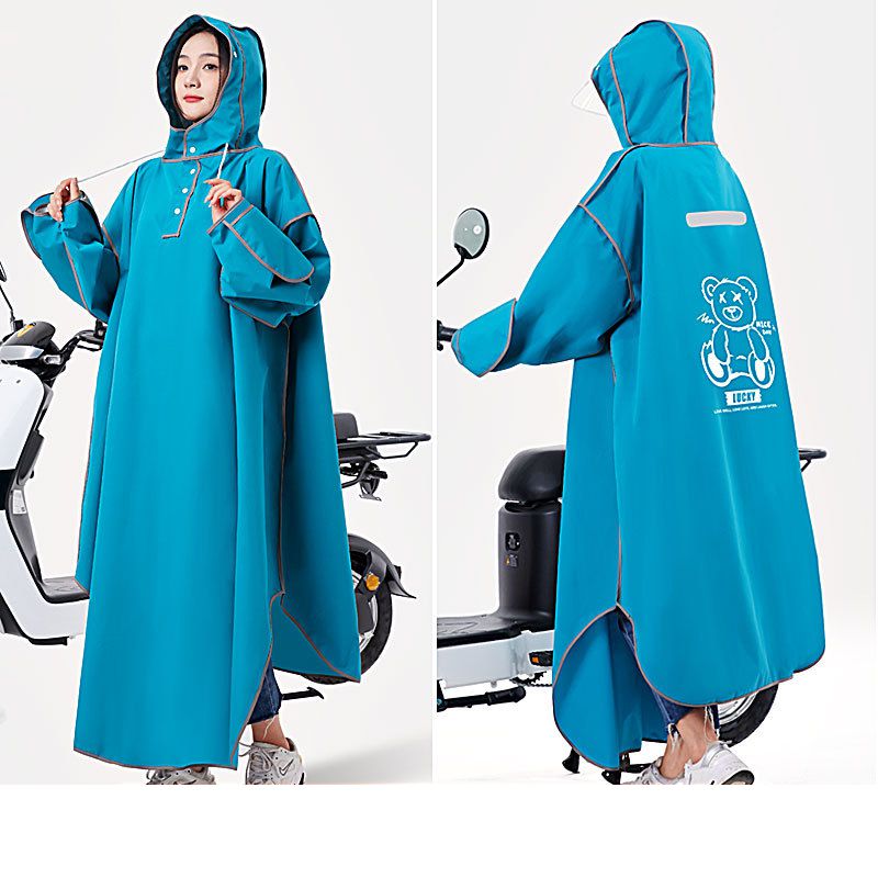Fashion Soft Emerald Blue Eva Adult Hooded Raincoat
