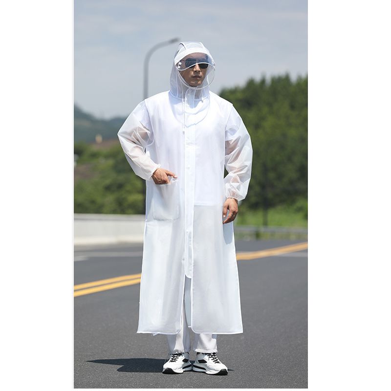 Fashion Semi-transparent White Edge Without Backpack Disposable Eva Transparent Hooded Raincoat