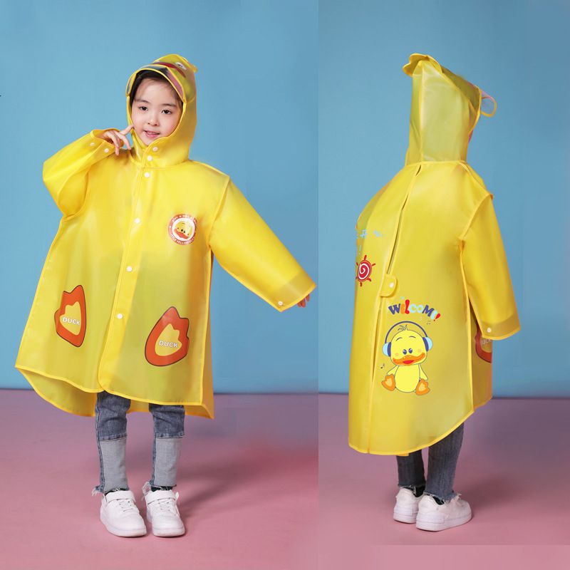 Fashion Yellow Duck (snap Payment + Invisible Schoolbag Space) Eva Cartoon Children's Raincoat