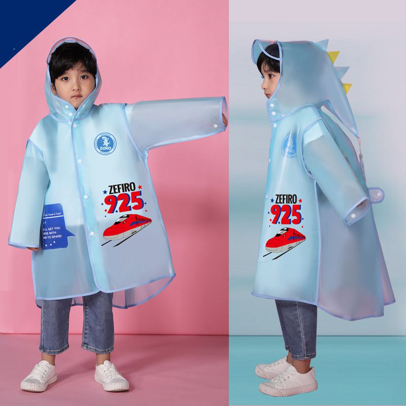 Fashion Blue High-speed Rail (deductible Payment + Invisible Schoolbag Space) Eva Cartoon Children's Raincoat