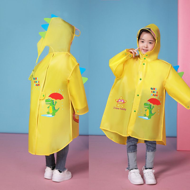 Fashion Yellow Dinosaur (snap Payment + Invisible Schoolbag Space) Eva Cartoon Children's Raincoat