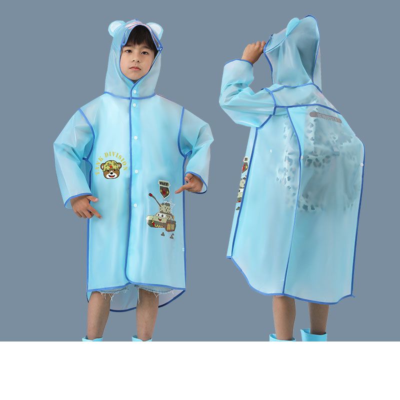 Fashion Blue Tank Eva Cartoon Children's Raincoat