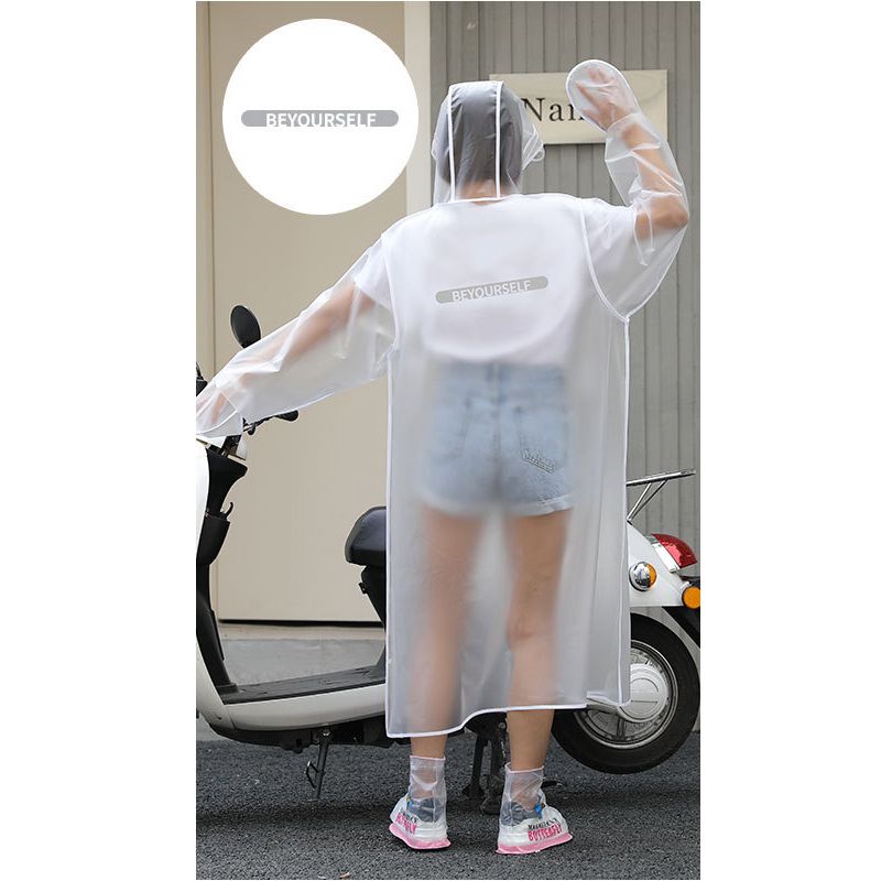 Fashion White Letters Cpe Adult Hooded Raincoat