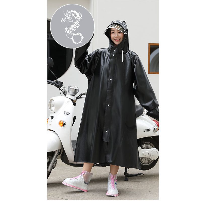 Fashion Black Cpe Adult Hooded Raincoat