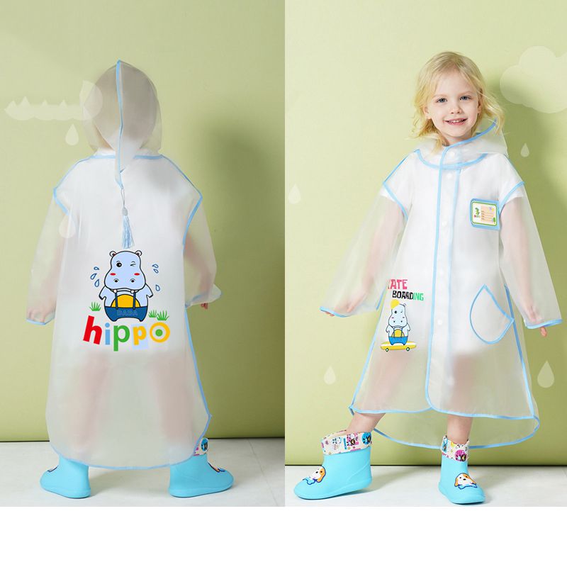 Fashion Hippopotamus Eva Hooded Children's Raincoat