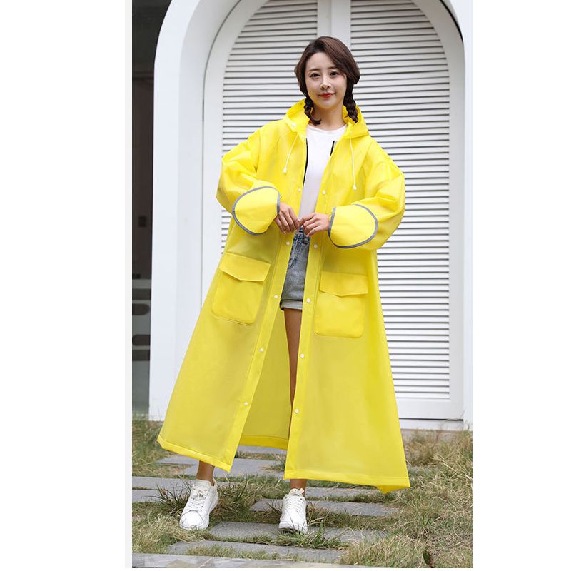 Fashion Yellow Eva Adult Hooded Raincoat