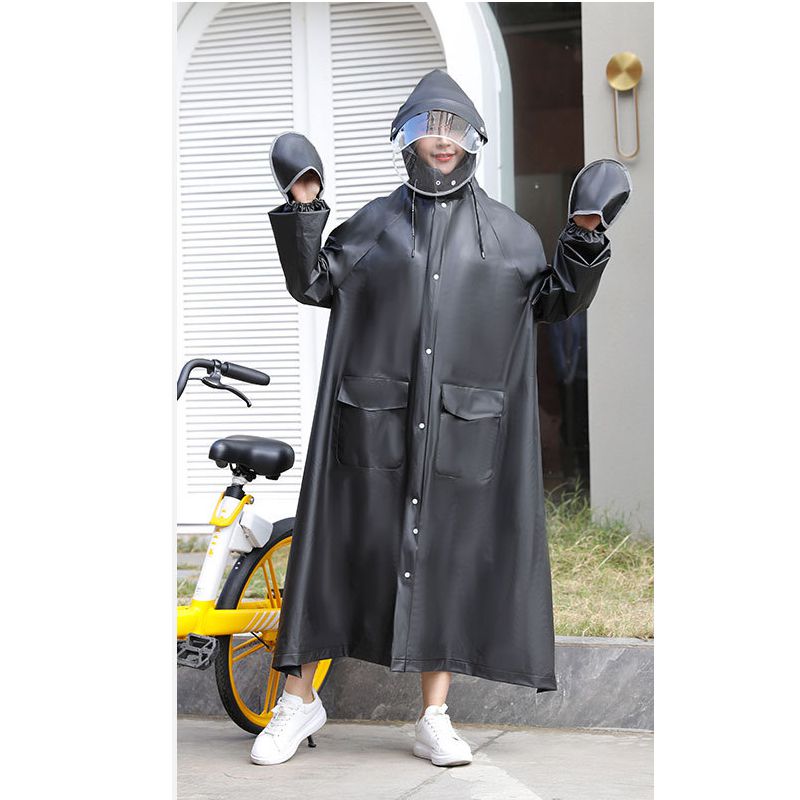 Fashion Black Eva Adult Hooded Raincoat
