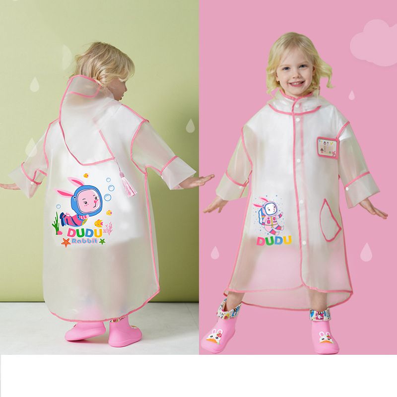 Fashion Pink Rabbit Eva Hooded Children's Raincoat