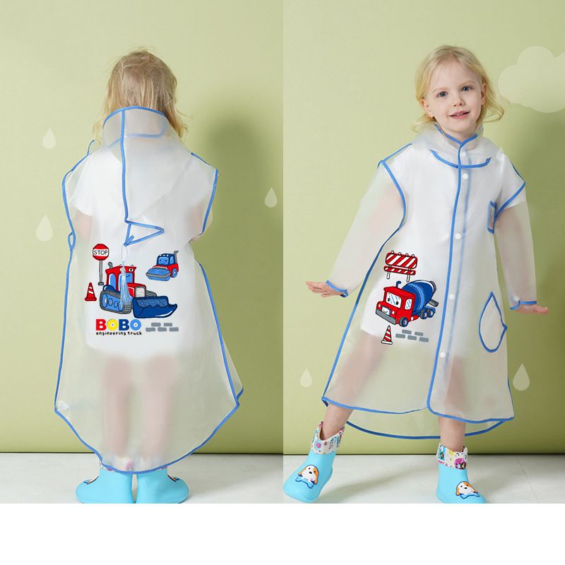 Fashion Engineering Vehicle Eva Hooded Children's Raincoat