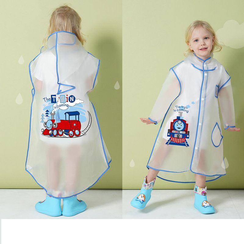 Fashion Kaka Train Eva Hooded Children's Raincoat