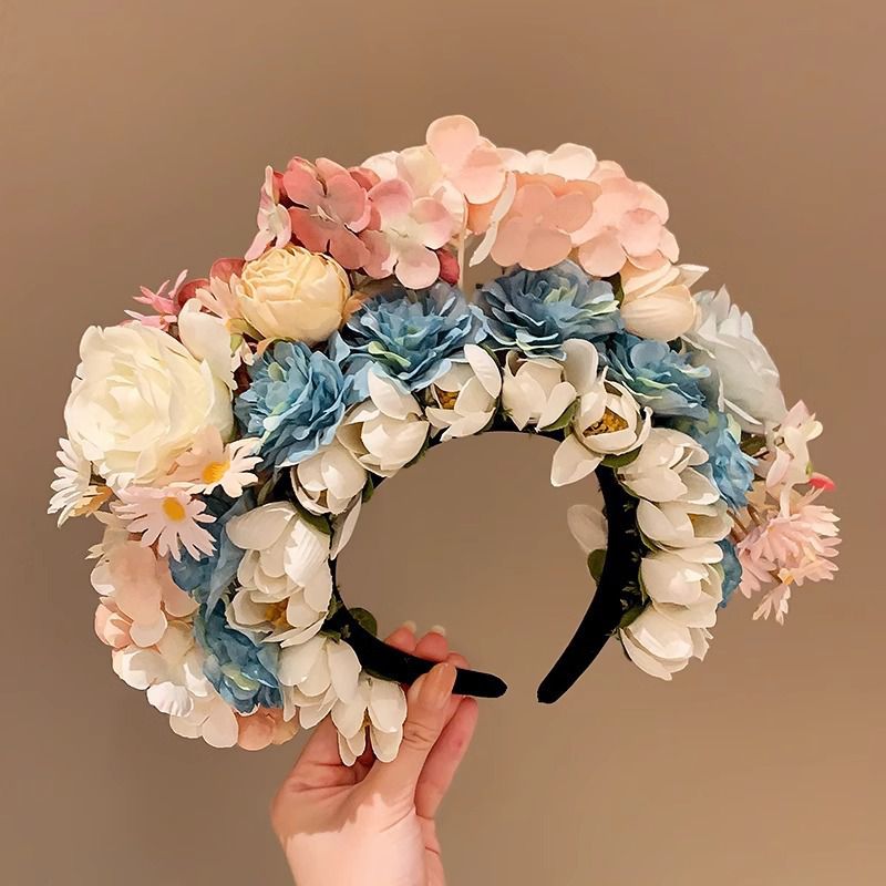 Fashion 1# Blue Flower Fabric Artificial Flower Headband