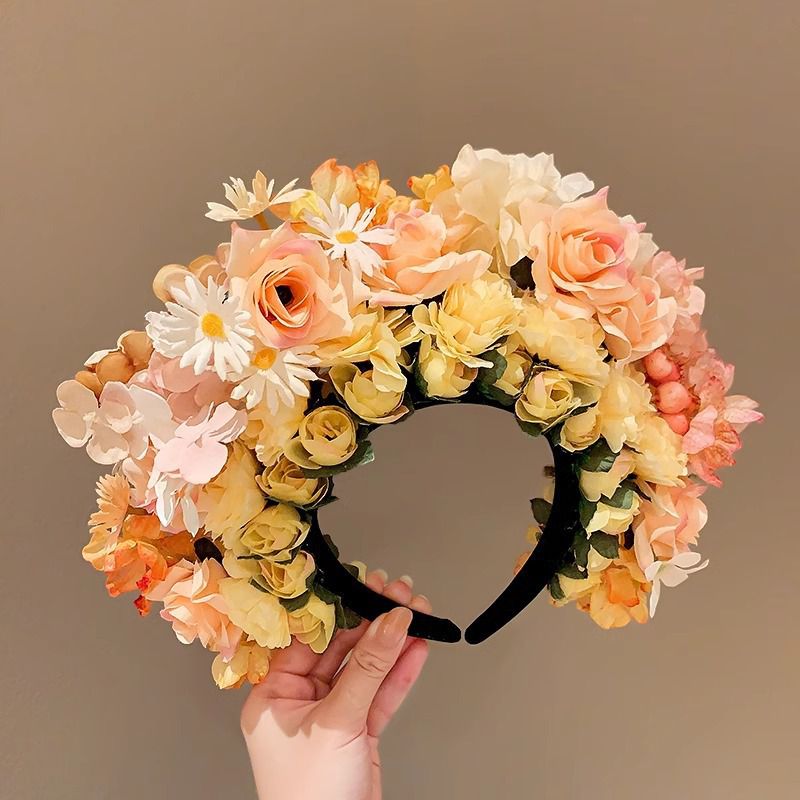 Fashion 3#yellow Flowers Fabric Artificial Flower Headband