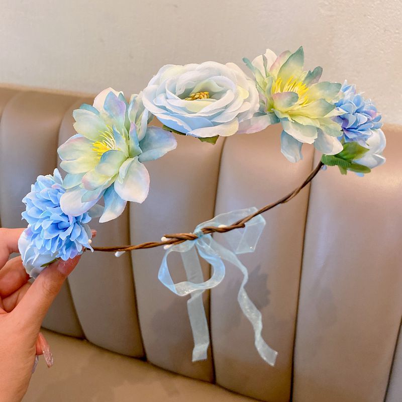 Fashion 17# Blue Fabric Artificial Flower Headband