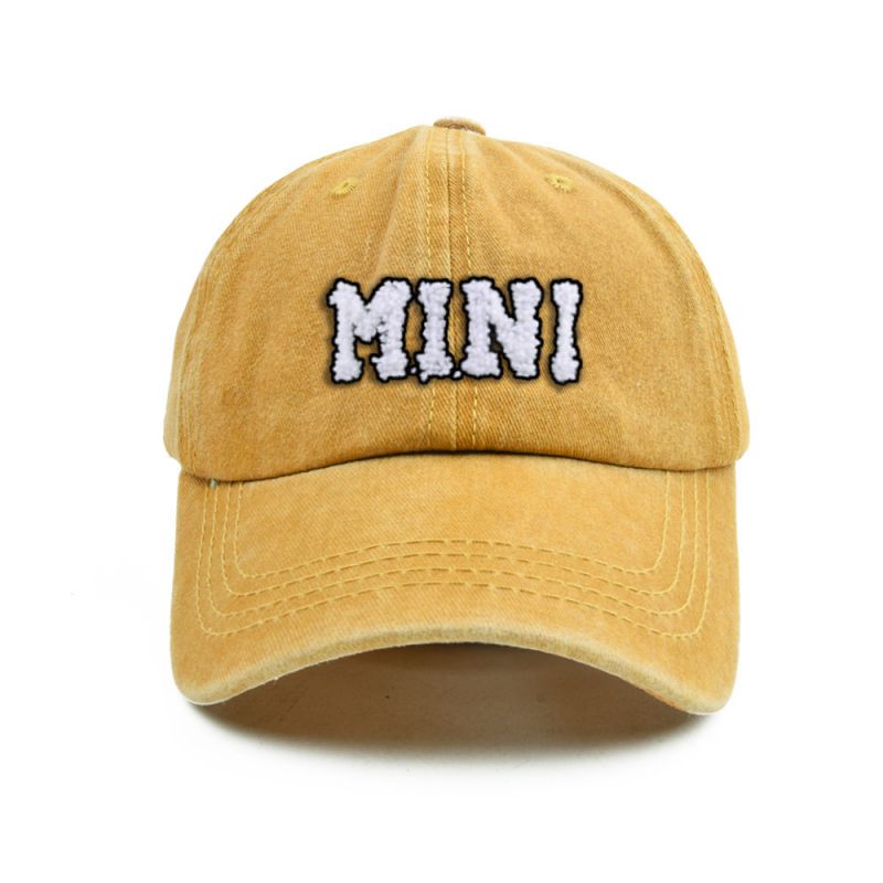 Fashion Yellow Mini-washed Children's Baseball Cap Letter Embroidered Parent-child Baseball Cap