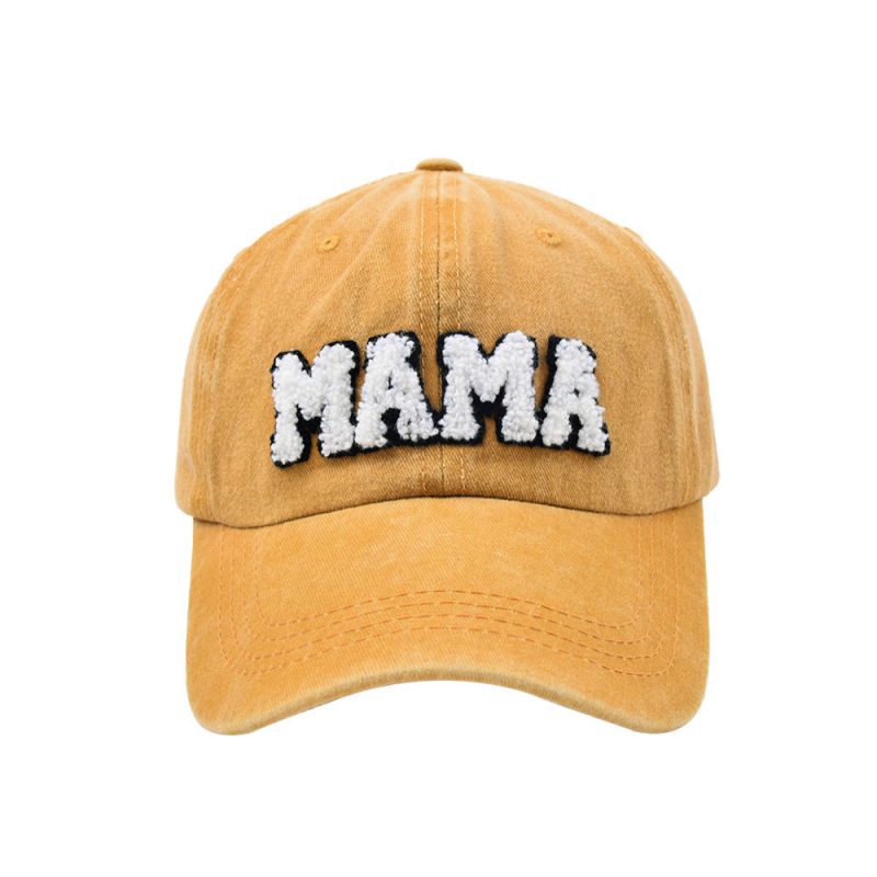 Fashion Yellow Mama-washed Adult Baseball Cap Letter Embroidered Baseball Cap