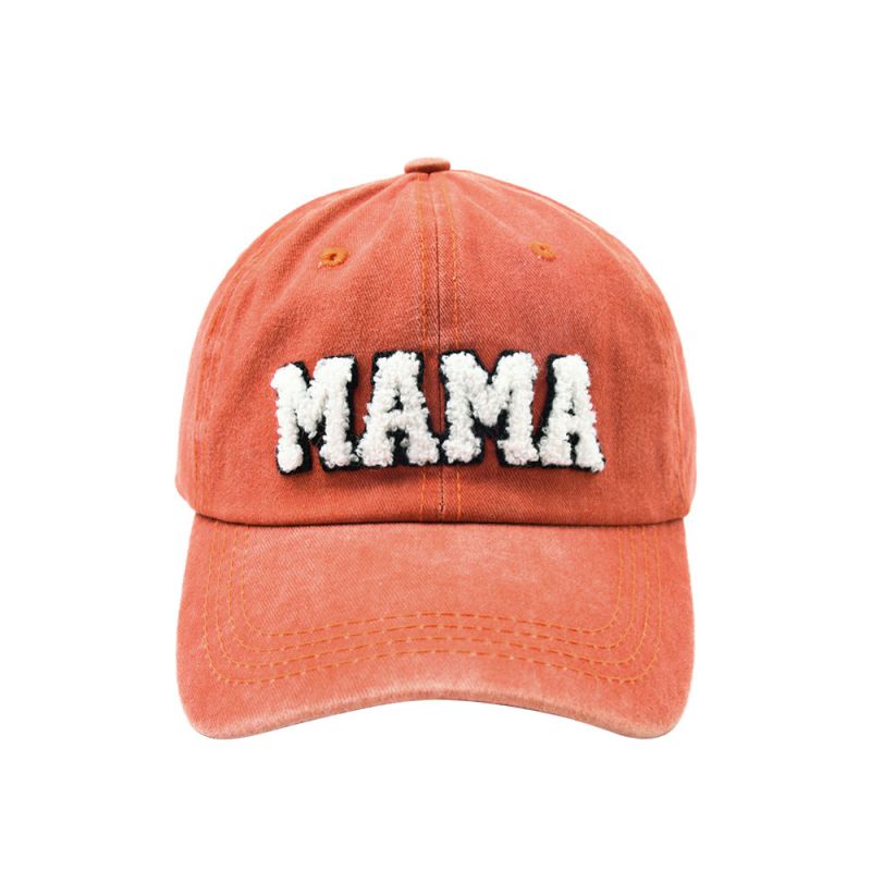 Fashion Orange Mama-washed Adult Baseball Cap Letter Embroidered Baseball Cap