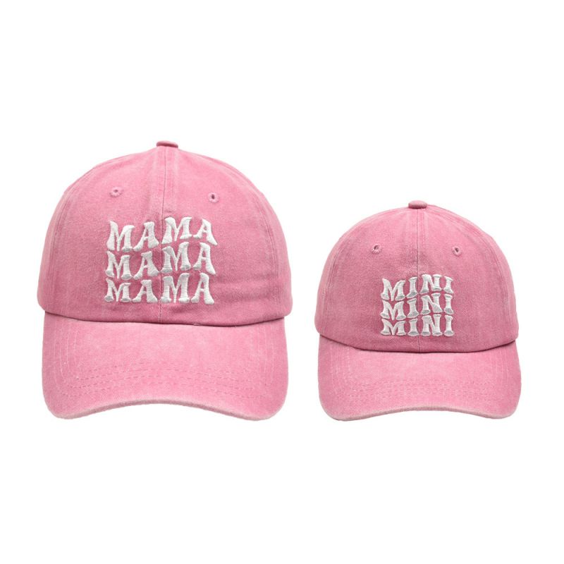 Fashion Pink-mamamini Parent-child Model Letter Embroidery Parent-child Baseball Cap Set