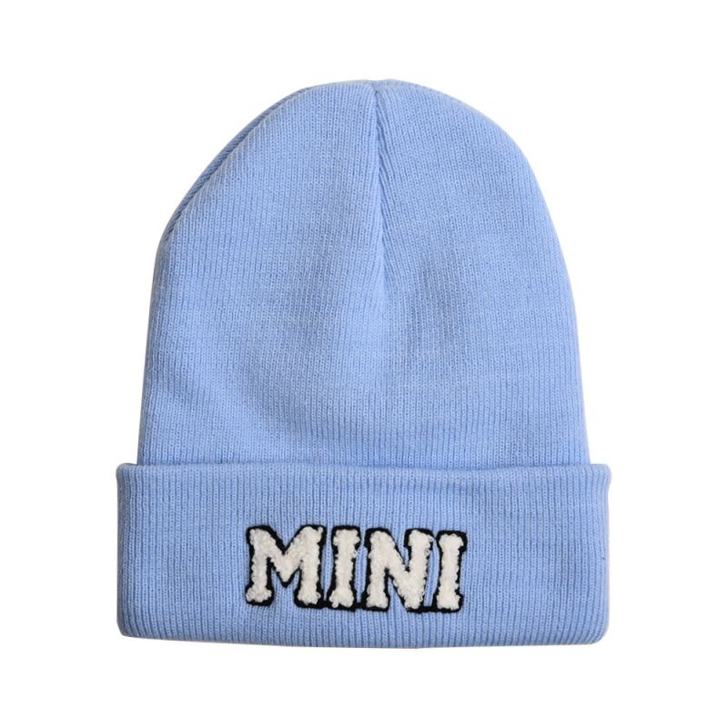 Fashion Mini-sky Blue Woolen Hat Letter Embroidered Knitted Beanie