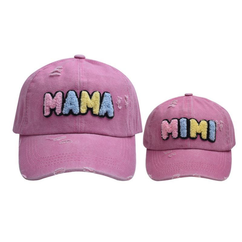 Fashion Pink-parent-child Colorful Letter Baseball Cap Colorful Letter Embroidery Parent-child Baseball Cap