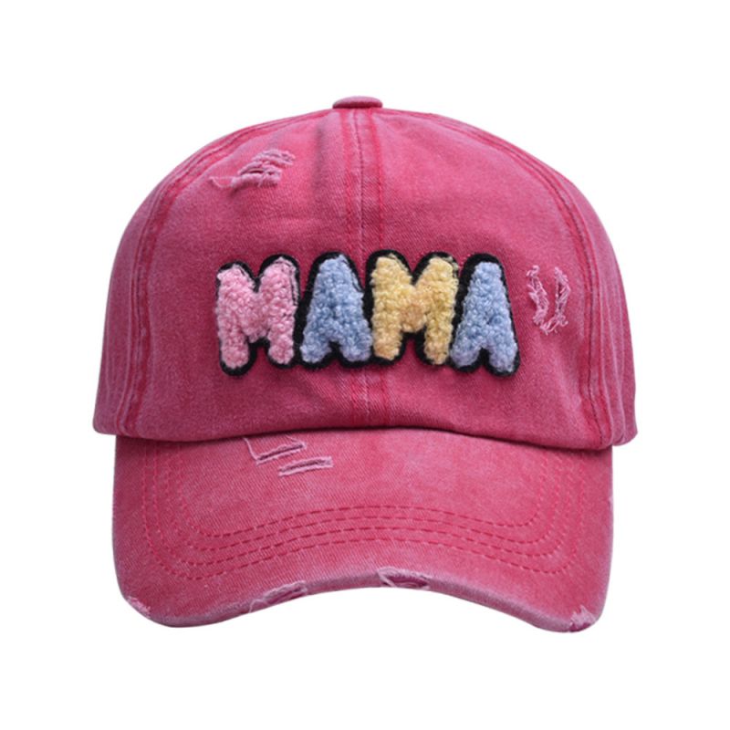 Fashion Rose Red-color Letters Mama Baseball Cap Colorful Letter Embroidered Baseball Cap