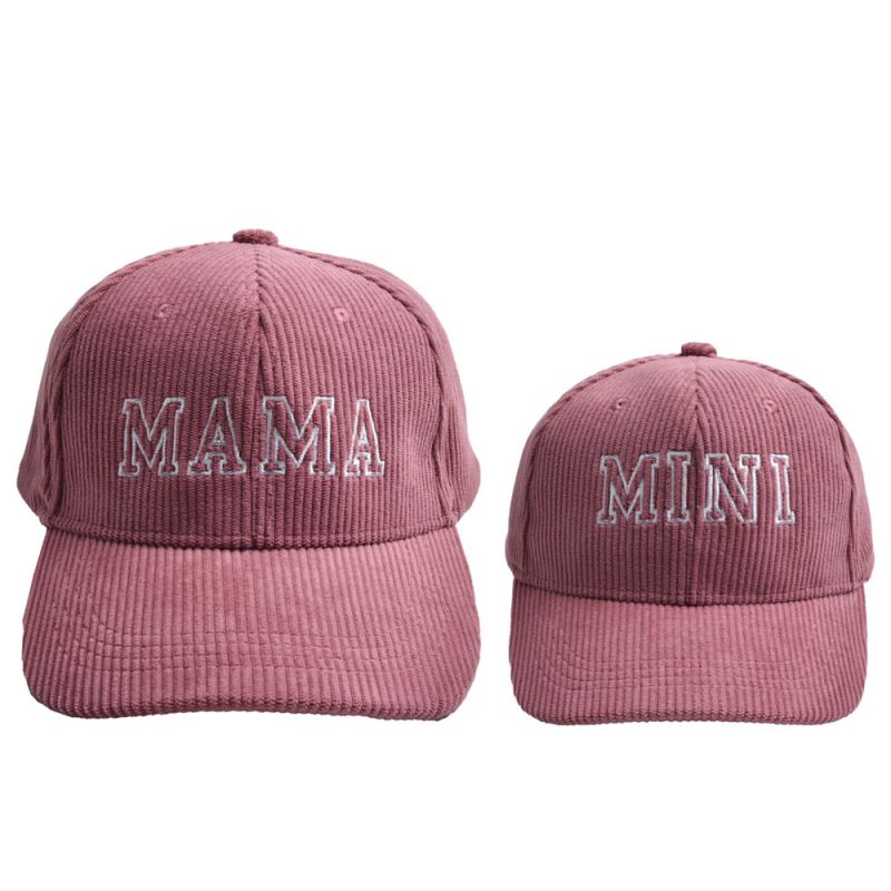 Fashion Leather Pink-parent-child Corduroy Baseball Cap Letter Embroidered Parent-child Baseball Cap